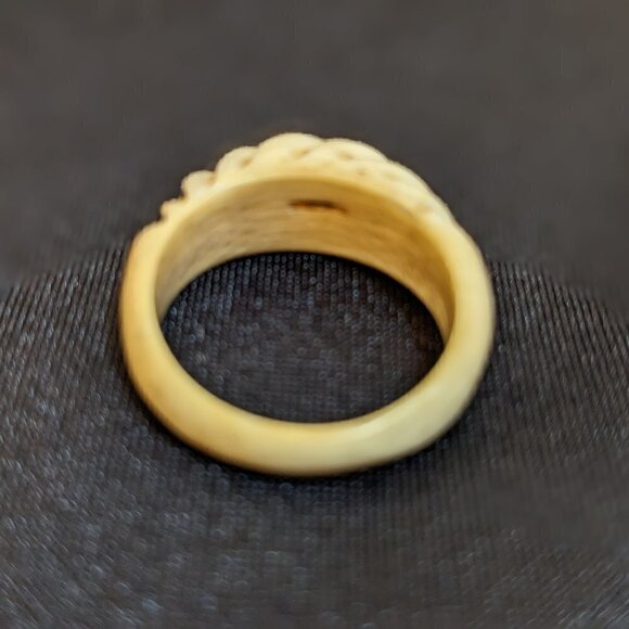Antique Carved Domed Shrimp Ring14k 585 Euro 14K Gold Ribbon sz 7.25 - Picture 7 of 10